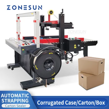 ZONESUN Carton Sandarinimo Mašina ZS-ACS1 Automatinis Atveju Apvijų Suveržiamųjų Pakavimo Įranga, Bokso Gruntas Gamybos Mašinos