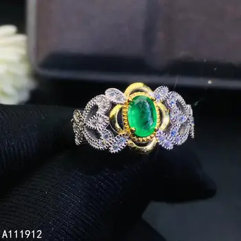 KJJEAXCMY fine jewelry gamtos Smaragdas 925 sterlingas sidabro naujas reguliuojamas brangakmenio moterų žiedas paramos bandymo puikus