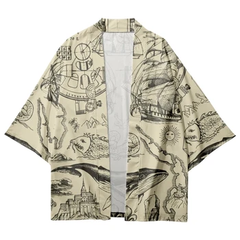 Plus Size 2022 M. Vasarą Naujų Prarasti Bohemijos Stiliaus Kimono Vyrai Moterys Japonijos Marškinėliai Drabužių Yukata Vyrų Kostiumas Cardigan Streetwear
