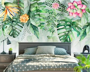 Beibehang Sienų tapetai, sodo sultingi augalų monstera flamingo TV fono sienos kambarį miegamasis freskomis 3d tapetai