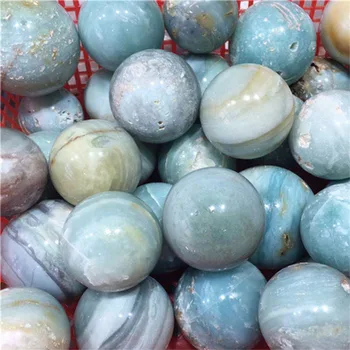 Aukštos kokybės natūrali mėlyna karibų kalcitas srityje dangus mėlynas gydymo kvarco kristalo akmens rutuliai apdaila