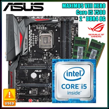 LGA1151 Plokštė Rinkinys ASUS ROG MAXIMUS VIII HEROJUS + Core i5 7500 CPU + 2x DDR4 8G DIMM Intel Z170 Chipset ASUS ROG Plokštė