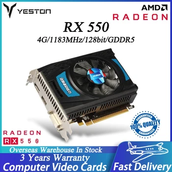 YESTON Radeon RX550 4G D5 Grafika Kortelės GDDR5 128bit Atminties 1183MHz/6000MHz DP+HD+DVI-D Išvesties Prievadai Žaidimų Vaizdo plokštės AMD GPU
