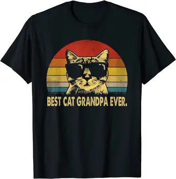 Geriausias Kačių Senelis Kada nors Vintage Marškinėliai Tėvo Diena Tee Marškinėliai