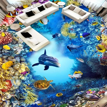 beibehang Foto Tapetai, freskos Stereoskopinis Povandeninį Pasaulį Vėžlys 3D Freskos PVC lipnios Vandeniui Grindų, tapetų