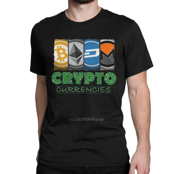 Derliaus Kriptografijos Rinkos Cryptocurrency T-Marškinėliai Vyrams Grynos Medvilnės T Shirts Bitcoin Blokuoti Grandinės Tees Gimtadienio proga Drabužiai
