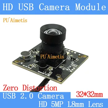 PU'Aimetis 32*32 mm, Jokio iškraipymo Lęšį Pramonės Stebėjimo kamera 5MP HD 30FPS VAIZDO Linux uv-C USB kameros modulis Su garso