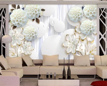 Beibehang 3D Tapetai trimatis ratas Balta Gėlė Fone Kambarį Miegamojo Sofa-lova, TV Foną, sienos 3d tapetai