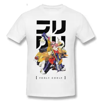 Klasikinis Vyrų Fooly Cooly Haruko T-Shirt Trumpas Rankovėmis Crewneck Medvilnės Marškinėlius Atsitiktinis Japonija, Anime, Manga FLCL Marškinėliai, Drabužiai Dovana