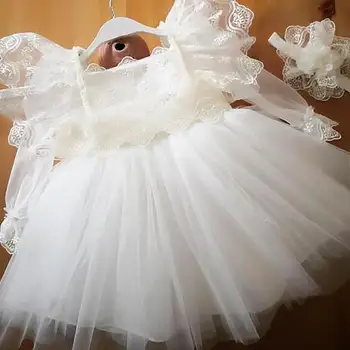 Kūdikiams, Kūdikių Mergaitės, Nėriniai Siuvinėjimo Balta Suknelė Naujagimių Krikšto Princesė Suknelė Kūdikio pirmasis 1 Metų Gimtadienio Vestidos