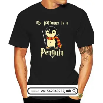 Naujas Spausdinti Vyrų Marškinėliai Medvilnės marškinėlius O-Kaklo, Trumpas Rankovėmis Moterims T-Shirt Mano Patronus Pingvinas