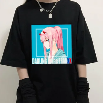 Darling Į Franxx Nulis Du Marškinėliai Moterims Anime Y2k Estetinės Tee Marškinėliai Vasaros Negabaritinių trumpomis Rankovėmis T-shirt Moterų Topai