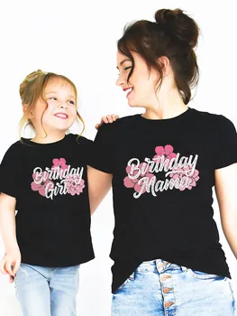 Brithday Mama Mini Šeimos Atitikimo Komplektus T-shirt Moterims, Motina, Dukra Man Vaikas Besties Viršūnes Mergaitė, Mamytė Kūdikių Drabužiai,Lašas Laivas