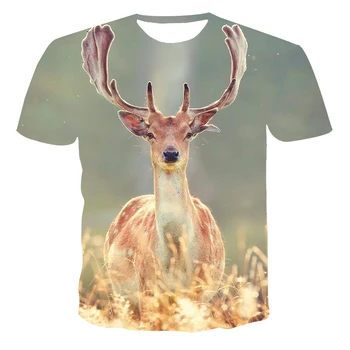 Naujas 3d Atspausdintas Gyvūnų Elnias Modelis T-shirt Populiarus Kvėpuojantis Šviesos Fitness Top Vyrų Ir Moterų, Lauko Sporto Gatvės