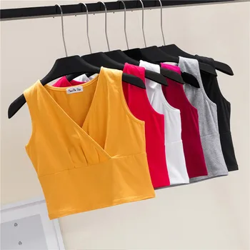 Moterų Korsetas Vasaros Kietas Rankovių Pasėlių Viršuje Moterų Atsitiktinis Vest Tankai ir Camis Y2k Viršūnes Mados Streetwear T-shirt Camisole