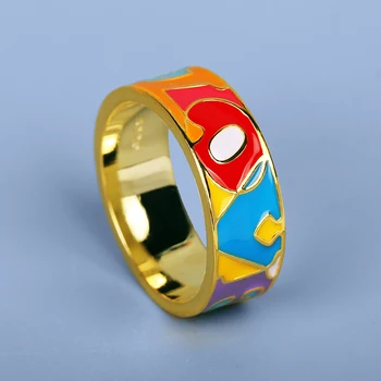 Prabangus Aukso Spalvinga Emalio Žiedas Moterims Bohemijos Stilius Unikalus Vestuvinis Žiedas Ponios Vakare Šalies Žiedai, Papuošalai, Dovana