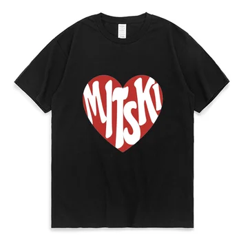 Mitski Širdies Logotipas Spausdinti Marškinėliai Unisex Gatvės Hip-hop Pora Mados Madinga marškinėliai trumpomis Rankovėmis Medvilnės Jaukus Tee Marškinėliai Vyrams, Moterims