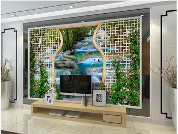 Custom foto tapetai sienų ir 3 d freskomis tapetai Idiliškas peizažas vandens krioklio žuvų TV, sofa fono sienos dokumentai