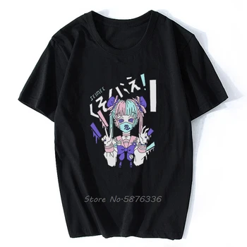 Harajuku Streetwear Ulzzang Asmenybės Drabužių Japonija Atsitiktinis Palaidų Anime Merginos Tamsiai T-shirt Vasaros Derliaus Prašmatnus Smagu, Moterų Topai
