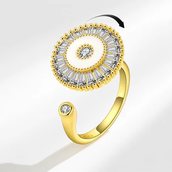 Kūrybinis dizainas gražus apvalus kristalų pasukti žiedai moterims, elegantiškas unisex šalies mados juvelyrika dovana atidarymo kolonėlė