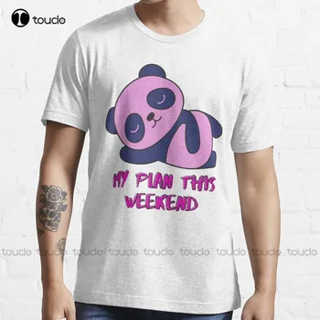 Mielas Panda Mano Planas Šį Savaitgalį T-Shirt Užsakymą Aldult Paauglių Unisex Skaitmeninis Spausdinimas Tee Marškinėliai Užsakymą Aldult Paauglių Unisex Xs-5Xl