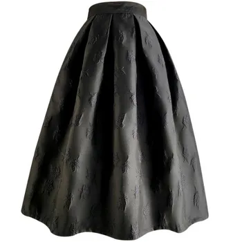 2022 m. Pavasario rudens derliaus Žakardo audinio kamuolys suknelė sijonas moterims aukšto juosmens išsiuvinėtu šalies skėtis sijonas