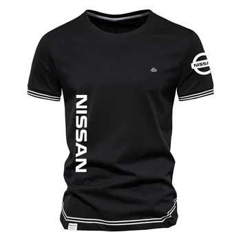 Grynos medvilnės vyriški T-shirt Lauko madinga mens drabužių Nissan automobilių logotipo spausdinimo dizainą, negabaritinių marškinėliai Lauko vyrų Tees viršų