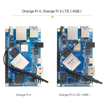 Oranžinė Pi 4 LTS+Case+Fan 4GB DDR4 16GB EMMSP RK3399 Wifi+BT5.0 Gigabit Ethernet Paleisti Android Ubuntu, Debian OS