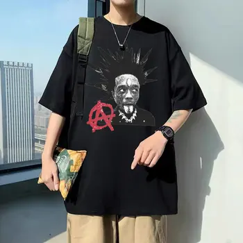 Reperis Lil Uzi Vert Roko Portretas Grafinis Marškinėlius Mens Crewneck Black T-shirt Streetwear Vyrams, Moterims, Hip-Hop Grynos Medvilnės Marškinėliai