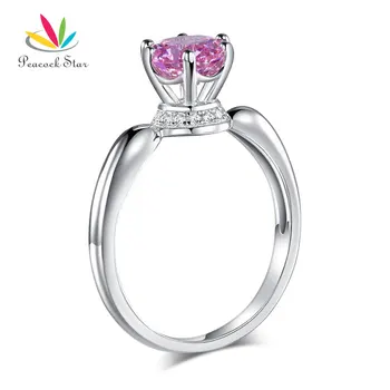 Povas Star Išgalvotas Rožinė Sukurta Diamante Žiedas 925 Sterlingas Sidabro Vestuvių Pažadas-Metį CFR8262