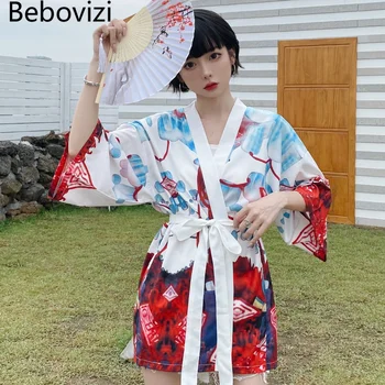 Japonų Kimono Diržas Tradicinės Paplūdimio Yukata Moterų Megztinis Drabužiai Mados Kimonos Girl Anime Cosplay Kawaii Marškinėliai Haori