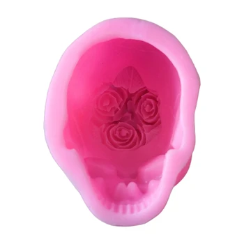 3D Rožių Gėlių Kaukolė Epoksidinės Dervos Pelėsių Namuose Papuošalai Papuošalai Silikono Forma