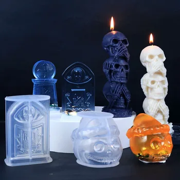 3D Helovinas Žvakė Pelėsių Aromatizuoti Žvakės Moliūgų Lempos Kaukolė Silikono Formų Gipso Dervos Aromaterapija 