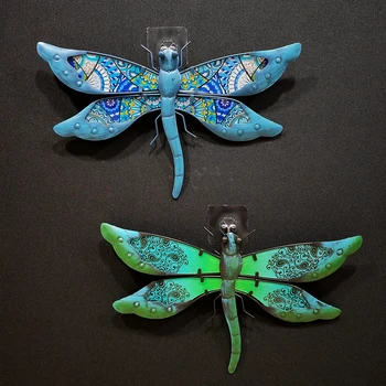 Mėlyna Metalo Dragonfly Sienų Apdailai Namų ir Sodo Statula, Skulptūra, Lauko, Patalpų Ornamentu Tvoros Kabo Miegamojo Kiemo Kieme