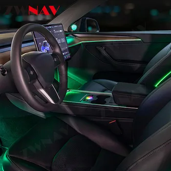 Automobilių Atmosferą, Lempa Tesla Model 3 Y LED Automobilių Interjero Dekoratyvinis Apšvietimas Automobilių per Žibintai Spalvinga Žiburiai Asamblėja