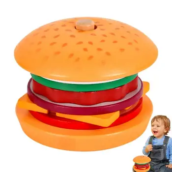 Mediniai Krūvas Žaislų Žaisti Virtuvės Reikmenys Hamburger Sandwich Medinių Blokų Žaislus Su 