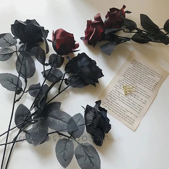 Gothic Black Romantiška Rožė Dirbtinių Gėlių 
