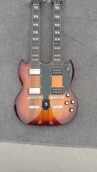 SG formos dvigubas kaklo elektrinė gitara, 6 stygos + 12 stygos, saulėlydžio spalva, dvigubas įstrižas produktus, specialūs arklių tiltas, LP p