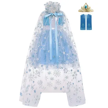 Mergina Elsa Princesė Dress Kūdikių Mergaičių Vasaros Elegantiškas Ilgomis Rankovėmis Mėlyna Suknelės Helovinas Kostiumas Vaikams Kalėdų Vakarėlį Kamuolys Suknelė