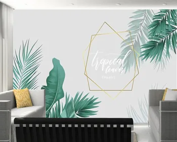 Papel de parede užsakymą Tropinių augalų švieži lapai geometrijos tapetai, freskos,svetainė, tv sienos miegamajame namų dekoro