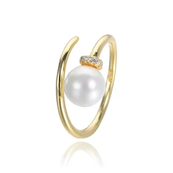 Sterlingas sidabro Europos ir Amerikos pearl moterų šviesos prabanga nišą dizaino micro diamond temperamentas visas rungtynes, sidabro žiedas