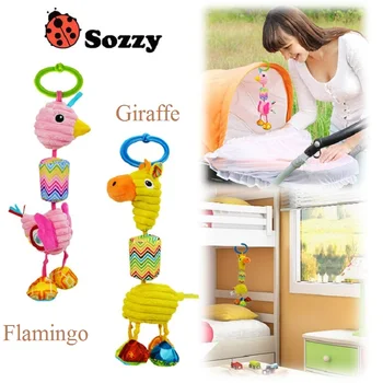 Sozzy Naujagimių Pliušiniai Žaislai Pink Flamingo Geltona Žirafa Daugiafunkcį Automobilių Kabinti Lovos Kabo Varpas Nuraminti Žaislai Mielas Pliušinis Įdaryti