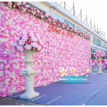 3.2 M*2,4 M Vestuves Gėlių Sienos Rausvos spalvos, su Baltos spalvos gėlių fonas vestuvių etape dekoro įskaitant gėlės ir vamzdžio stovas