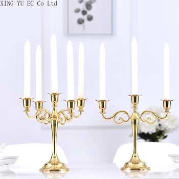 Europos-Retro stiliaus Auksinė Žvakidė Apdailos Namų Romantiška Vakarienė Žvakių šviesoje Rekvizitai Metalo Žvakidė Vestuvių Dekoravimas