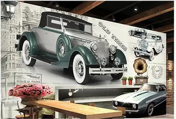 Custom foto tapetai, 3d freskomis tapetų sienos, 3 d Retro Europos nostalgiškas automobilių miegamojo lovos fono sienos dokumentai