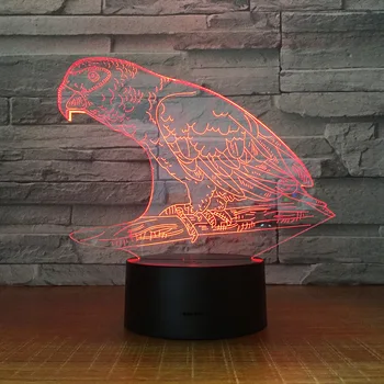 Papūga Paukštis 3D Naktį Lempos Stereo LED Akrilo Biuras, Baras, Miegamasis Nuotaikos Apšvietimas 7 Spalvų Keitimas Iliuzija Gimtadienio Dovana Vaikams Žaislas