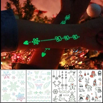 15 Rūšių, Didelis Šviesos Laikina Tatuiruotė Lipdukas Kalėdų Vakarėlį Kūno Menas Vandeniui Vienkartiniai tatouage temporaire Kalėdų dekoro